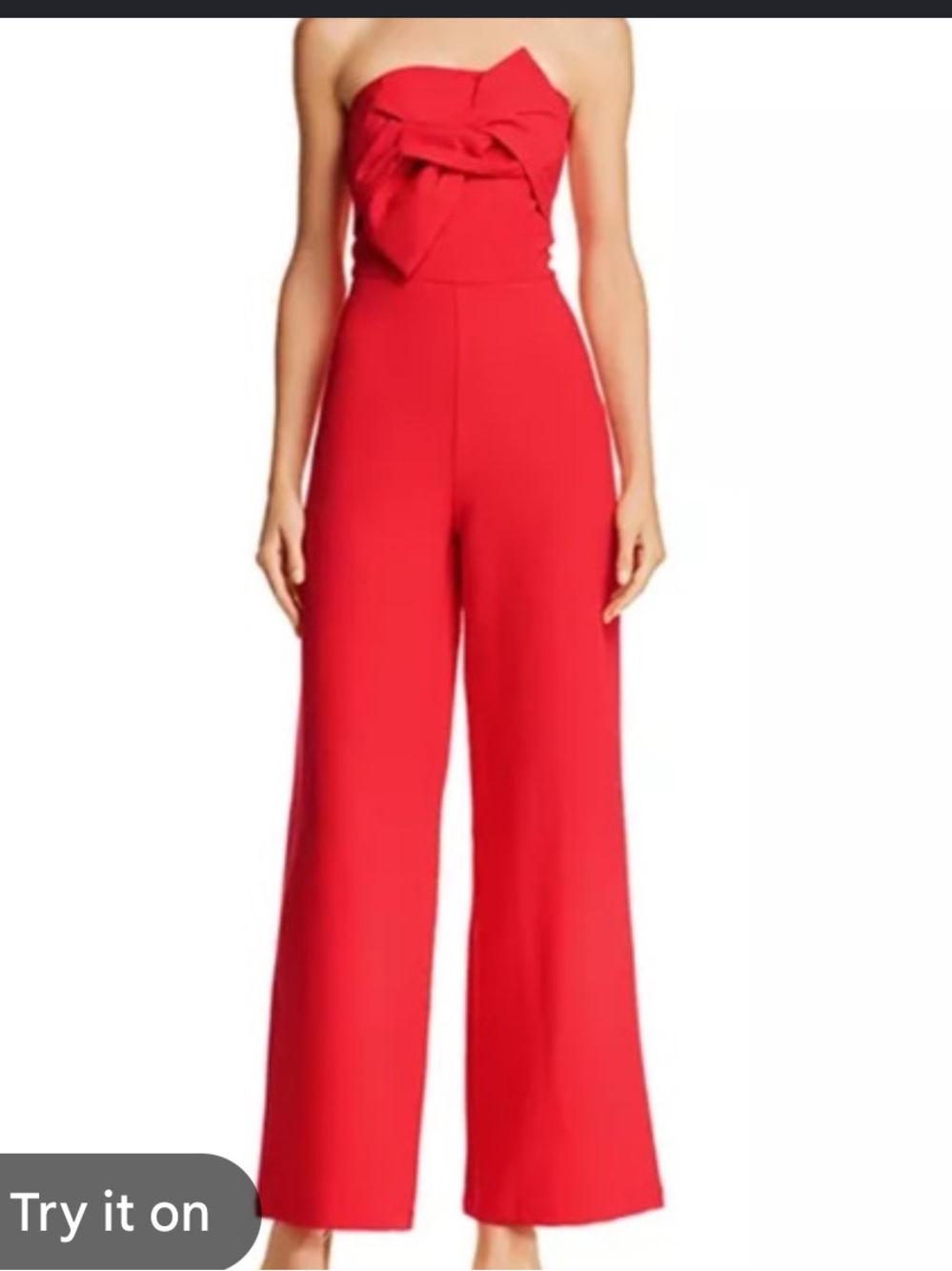 👗DO+BE Strapless Red Wide-Leg Romper with Folded Bodice